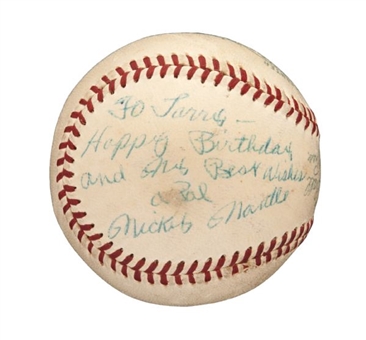 Mickey Mantle Signed and Inscribed Official American League Baseball (Era 1954-1958)